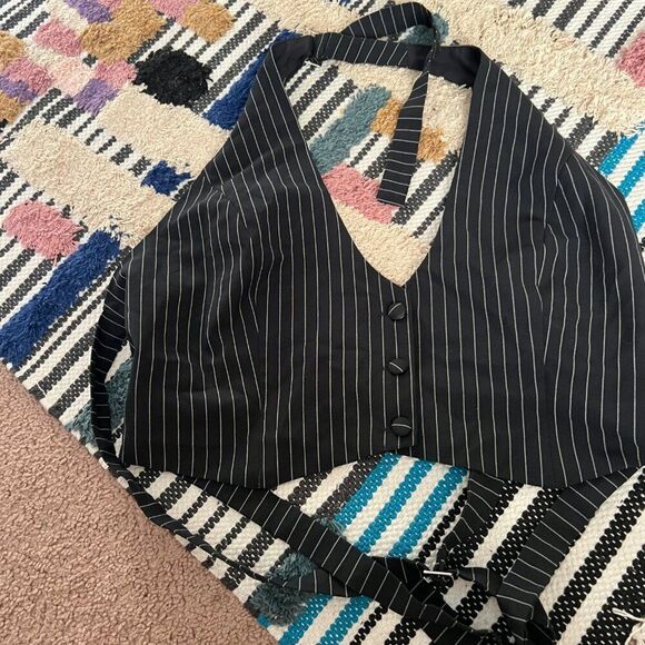 Pepper Mayo Hollywood Boulevard Vest Crop - Pinstripe M - Picture 7 of 13